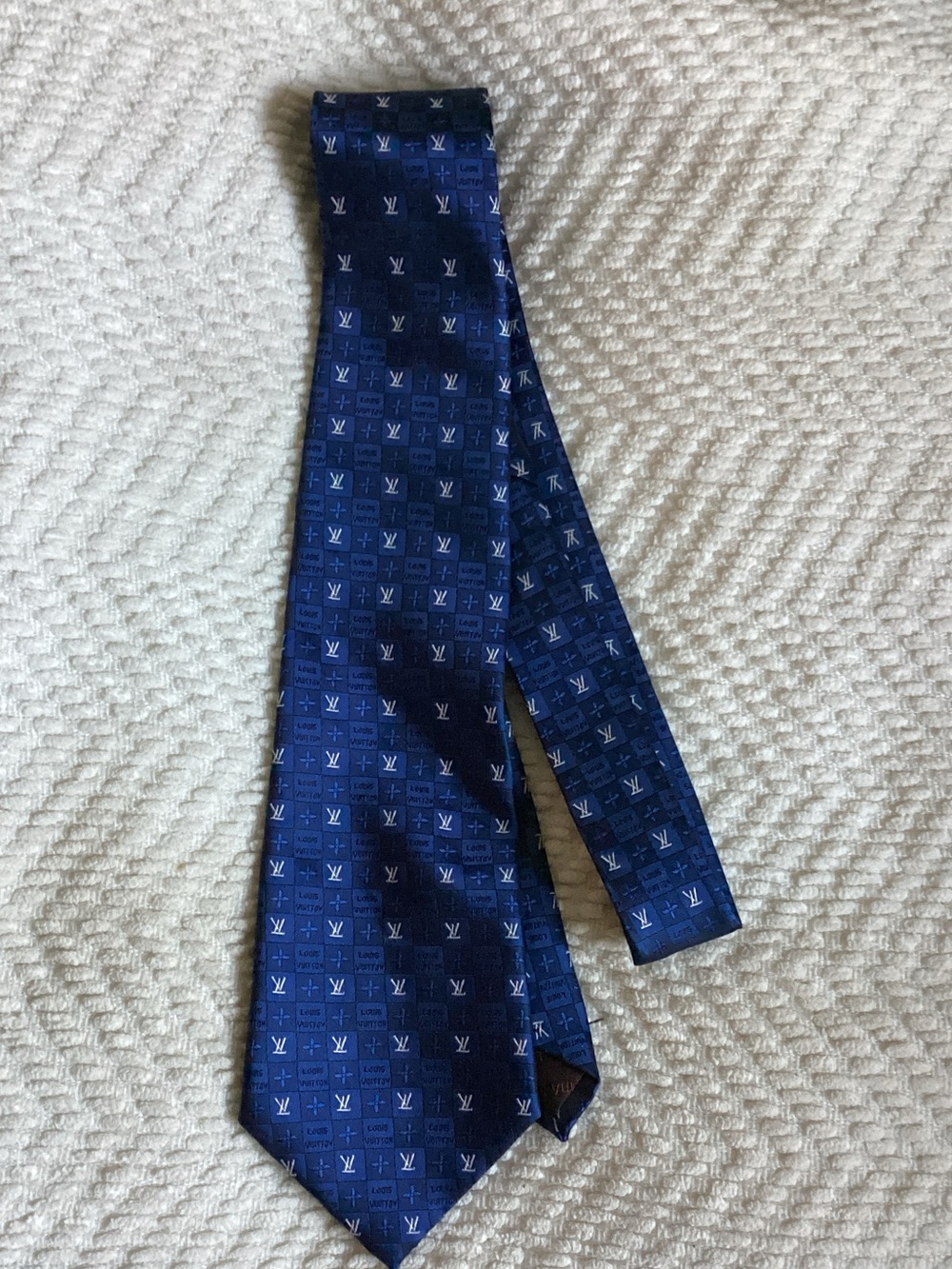 Louis Vuitton Dark Blue Monogram Silk Tie